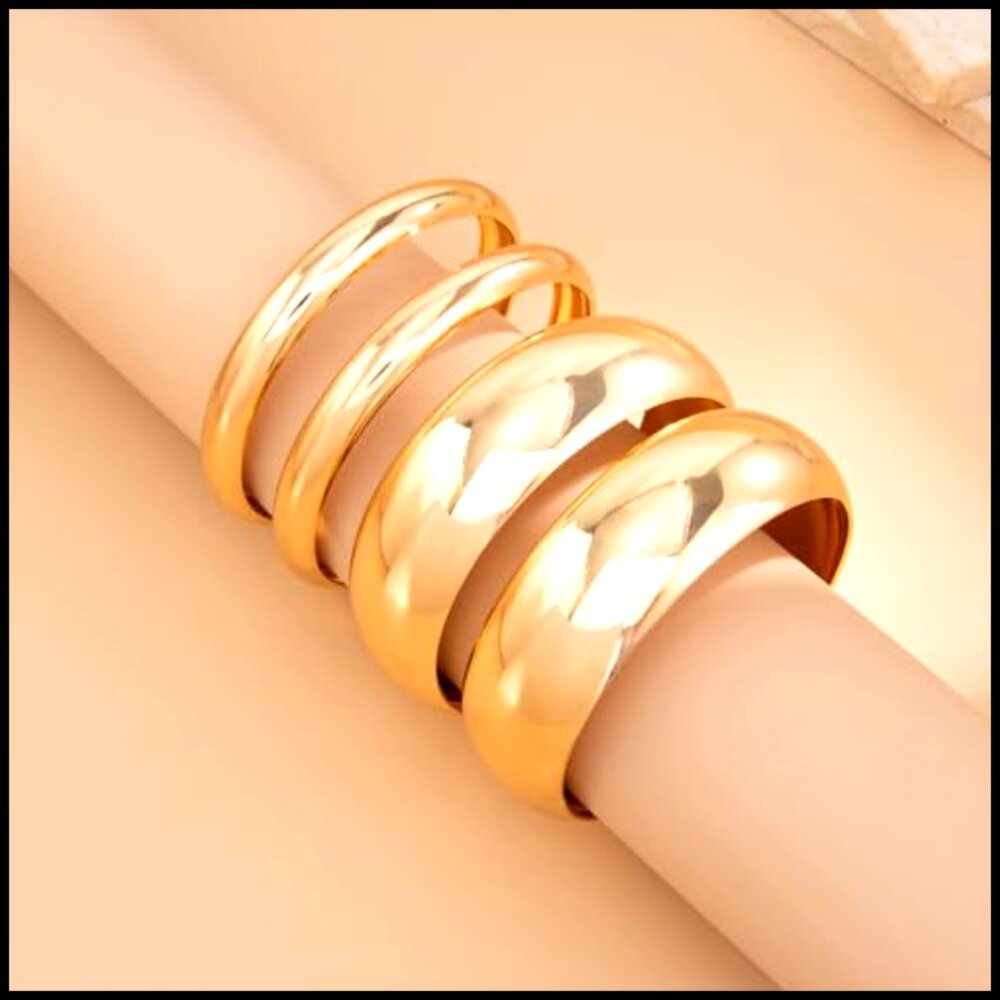 Chunky Bangle Bracelets Set Stackable Wide Cuff M… - image 4